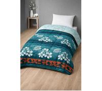 MORTREUX Couette chaude 140x200 Spécial hiver - Microfibre imprimée Végétal/Plumes Vert - 1 personne