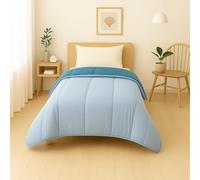 Mortreux Couette légère Bleu Ciel/Bleu Canard - 1 Personne 140x200 - Spécial été