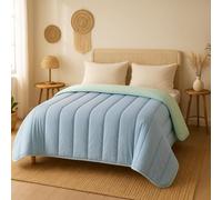 Mortreux Couette légère Bleu Clair/Vert Clair - 2 Personnes 220 x 240 - spécial été