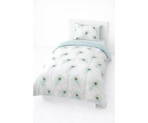 Mortreux Couette tempérée Plumes/Plumes Vert - 1 Personne 140 x 200 - Toutes Saisons