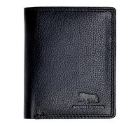 MORUCHA Portefeuille à Trois Volets Compact Noir Pour Hommes | Véritable Cuir Nappa Doux Blocage RFID | Poche Zippée | Jusqu'à 6 Cartes, Pièces D'identité, Pièces Et Argent | Cadeau En Boîte | M-35