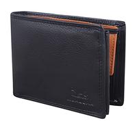 MORUCHA Portefeuille Noir Tan Pour Les Hommes | Cuir Nappa Souple Véritable Blocage RFID | Capacité De Plusieurs Cartes Elégant Porte-Monnaie Portefeuille | Cadeau En Boîte | M-60