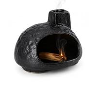 Morvexa Brûleur d’Encens Céramique Noir, Mini Cheminée Maison Finlandaise pour Palo Santo Sauge Blanche et Armoise, Porte Encens Brûleur Parfumé Déco Table Maison Salon Méditation