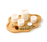 Morvexa Plateau Déco Nuage pour Bougies, Bijoux, Parfum et Salle de Bain | Bambou, chambre et table de nuit, bord légèrement relevé, surface lisse, diffuseur, montres, clés, soins, console et étagère