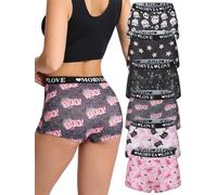 Morvia Lot de 6 shorts gothiques pour Halloween, taille haute, avec bande élastique, motif tête de mort, rose, étoiles, Multicolore 3., XX-Large