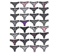 Morvia Variété de Culottes Strings Sexy Mignonnes Chic Gothiques Dentelle Contrastée avec Impression de Crânes d’Halloween et Étoiles Aléatoires Sous-Vêtements, Lot de 10, Large
