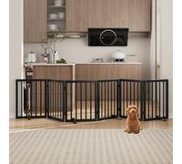 Morwdxef Barrière pour Chien intérieur, barrière d'escalier Hauteur 60 cm, autoportante, Pliable, Adaptable aux intérieurs, escaliers, Portes et couloirs (Noire, 6 Panneaux)