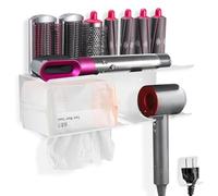 Morwealth Support Mural 2 en 1 pour sèche-Cheveux Dyson Airwrap - Rangement Facile - Esthétique - pour sèche-Cheveux Dyson - en métal Durable - Blanc