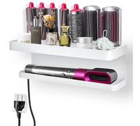 Morwealth Support mural pour sèche-cheveux, sans perçage, 2 en 1, pour Dyson Airwrap, rangement facile, esthétique, pour sèche-cheveux Dyson, support mural et organiseur en matériau durable (blanc)