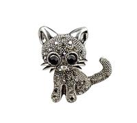Morza Mignon Petit Chat Broche Pin Bijoux Femmes Costume Chapeaux Clips Argent Antique