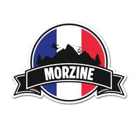Morzine Lot de 2 autocollants en vinyle 10 cm - France station de ski française drapeau montagnes voyage vacances géographie emplacement autocollant scrapbooking #83433