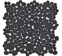 MOS12-0311 Mosaïque de galets en céramique - Galets en céramique - Noir mat - Pour cuisine, salle de bain