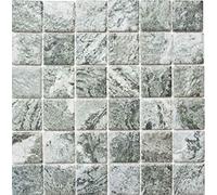 MOS16-HWA4GY Carrelage mosaïque en céramique aspect pierre naturelle Gris