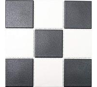 MOS22-0304-R10 Receveur de douche antidérapant en mosaïque en céramique Noir et blanc