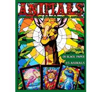 Mosaic Animals Color by Number for Adults: Stained Glass Activity Coloring Book with Dazzling Animals, Color Quest on Black Paper, Puzzle Coloring ... by Number Mosaic Animals |Black Background|