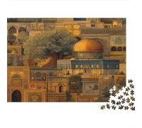 Mosaic-Collage of Jérusalem Puzzle 1000 Pièces Adultes Dôme du Rocher Al-Aqsa Mosquée Jeu D'adresse pour Toute La Famille Puzzle Impossible Cadeau Unique Collection d'art Idée Cadeau 1000pcs (75x50c