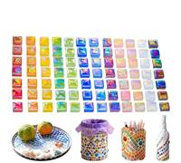 Mosaic Glass Tiles - Lot de 1 100 pièces, mélange de couleurs mosaïques, iridescent Glass Pieces for DIY Crafts Hobbies Art Projects Home Decor Jewelry Making Resin Light Shadow Design, Vibrant Colors