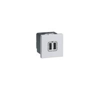 Legrand 079394 Chargeur 2 USB Type-A, 2.4A, 12W, Mosaic, 2 Modules, 230V ou 5V, Aluminium