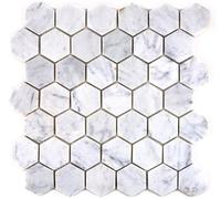 Mosaik Fliese en Pierre Naturelle Marmor Hexagon Carrara blanc Mat, WB44-0103