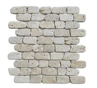 Mosaïque - ALBEDO PIERRE - Travertin Ivoire Vieilli - 0,8 cm - Style Rustique - Résistante à l'Humidité