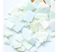 Mosaique Carreaux de mosaïque en Mica polygone, 3.5oz/100g, bricolage artisanal, Fragments colorés, carreaux de verre, matériaux de fabrication, pièces de forme irrégulière(White)