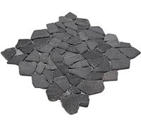 Mosaïque carrelage marbre pierre naturelle plusieurs tons casse pour sol, mur, salle de bain, WC, douche, cuisine, carrelage revêtement de comptoir, revêtement de Gris anthracite - noir (imprégné)