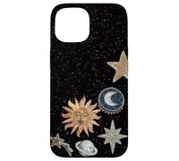 Mosaïque céleste de Minuit, Soleil Cosmique Vintage, Tendance Y2K Coque pour iPhone 15