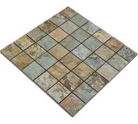 Mosaïque Céramique Feinsteinzeug Beige Brun Vert Mat WB14-47CB | 1 Pièce