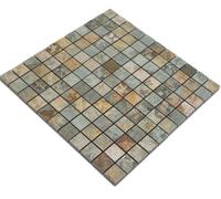 Mosaïque Céramique Grès Cérame Beige Brun Gris-Vert Mat Mur WB18-25CB | 1 Plaque