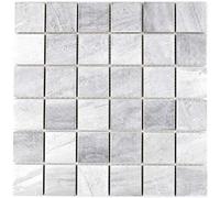 MOS16-0211 Carrelage mosaïque en céramique aspect pierre naturelle Travertin gris