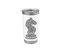 Mosaïque Chevalier Échecs Noir Gobelet isotherme en acier inoxydable double paroi