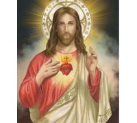Mosaïque de diamants Saint Jésus avec cœur NO-1006984