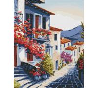 Mosaïque de diamants - Ville au pied des montagnes 40x50cm