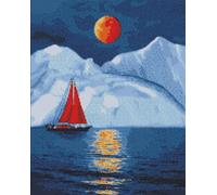 Mosaïque de diamants - Voilier rouge 40x50cm
