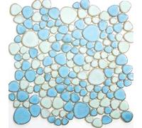 Mosaïque de galets MOS12-0401 - En céramique - Vert turquoise, bleu clair