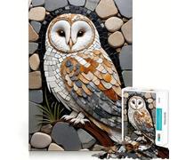 Mosaïque de Pierre Hibou Art Puzzle 1000 pièces Puzzles pour Adultes Jeu de réflexion et de Plaisir partagé Découpe de précision Exposition d'art 38x52cm
