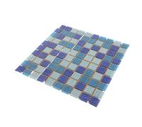 Mosaïque de Piscine en Céramique Antidérapante pour Réparations Rapides | Bleu et Blanc, Texture Vitrifiée Raffinée, pour Marches de Bassin et Fontaine, Usage Intérieur