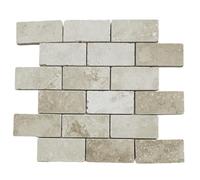 Mosaïque de Travertin Ivoire Vieilli pour Murs et Sols, Dimensions 30,5x35,5x1 cm