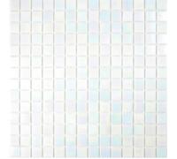 Mosaïque de verre - Iridium - Blanc nacré - 20x20 mm - Brillant - Résistant au gel