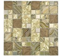 Mosaïque De Verre Mélange Beige Brun Brillant Miroir De Carreau WB88-1207|1 Mat