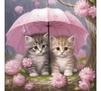 Mosaïque diamant Norimpex - Deux chatons sous un parapluie 2000189
