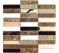 Mosaïque En Pierre Naturelle Métal Braun Noir Bain Cuisine Wc Mur WB87-48X 1 Mat