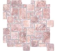 Mosaïque en pierre naturelle - Travertin rouge mat - Pour mur, sol, cuisine, salle de bain, douche - MOS40-FP45