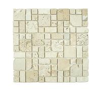 Mosaïque en Travertin Antique Ivoire, Style Romain Authentique