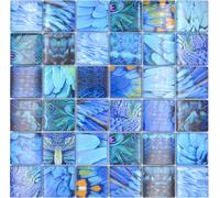Mosaïque en Verre Carrelage Forêt Bleu Duschrückwand Miroir Cuisine 1Matte