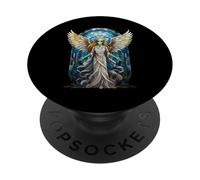 Mosaïque en vitrail Ange Extraterrestre pour fenêtre PopSockets PopGrip Adhésif