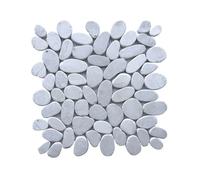Mosaïque galet scié en marbre blanc - Revêtement de sol carrelage vendu par filet de 30 x 30 x 0,8 cm - C-Négoce