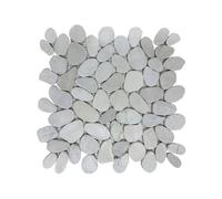 Mosaïque galet scié en marbre gris clair - Revêtement de sol carrelage vendu par filet de 30 x 30 x 0,8 cm - C-Négoce