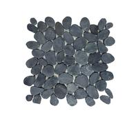 Mosaïque galet scié en marbre noir - Revêtement de sol carrelage vendu par filet de 30 x 30 x 0,8 cm - C-Négoce