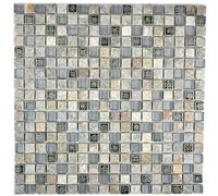 Mosaïque Gris Carré Résine Pâte de Verre Pierre Naturelle Wc WB92-02M7 1 Mat